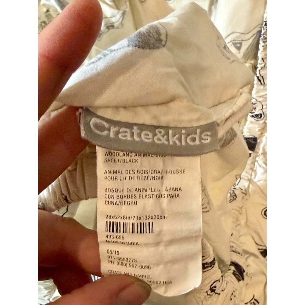 Lot of 2 Crate & Barrel Kids Organic Cotton‎ Crib Sheets Woodland Animal Forest